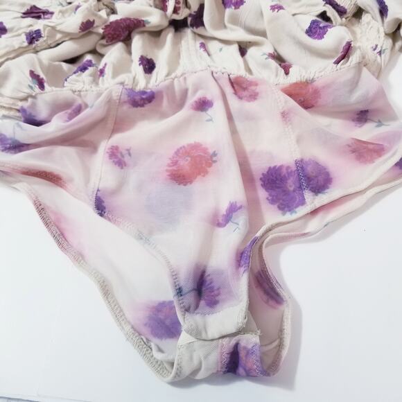 Intimately Free People Floral Print Ruffle Lace Bodysuit Blouse Long Sleeves - Picture 11 of 16